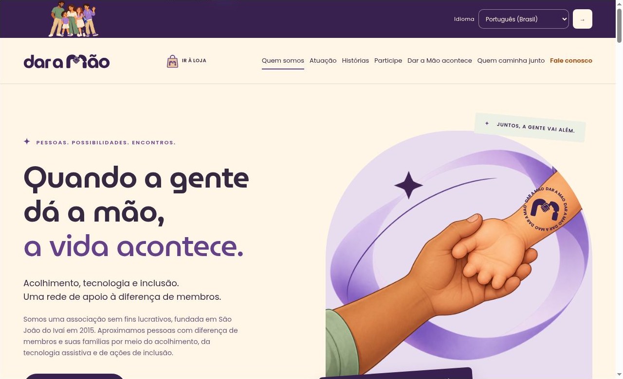 Captura real do site Dar a Mão